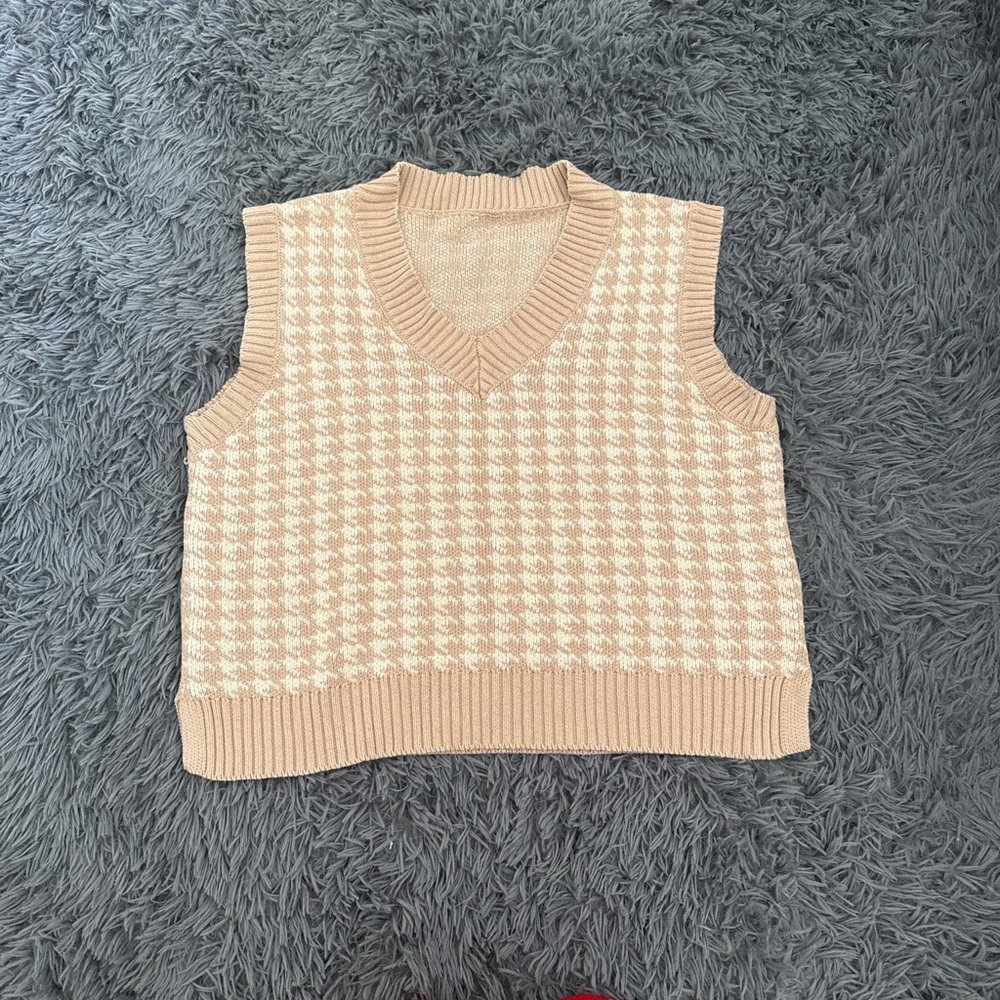 tan sweater vest
